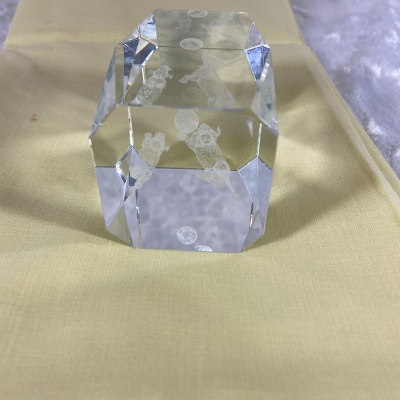 Playing Dogs Ball Puppies Laser Etched Crystal Glass Rectangle Paperweight 3D - Picture 8 of 10